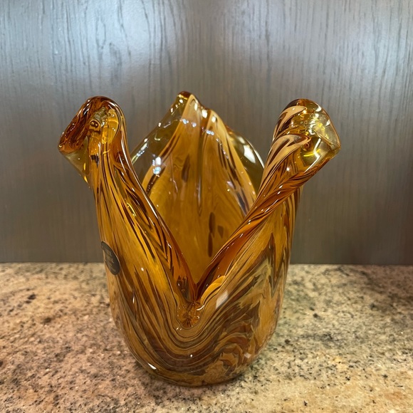 Set of Murano Glass Vase and Bowl - Tortoise, Italy 80s Murano Glass bowl/vase